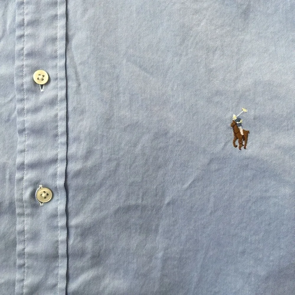 Polo Ralph Lauren Men's Light Blue Oxford Button Down Shirt Pony 4X 4XB Big Tall